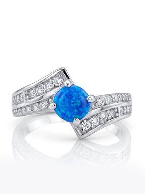 Blue Opal ring, size 7, 925 Sterling Silver Charmed Aroma